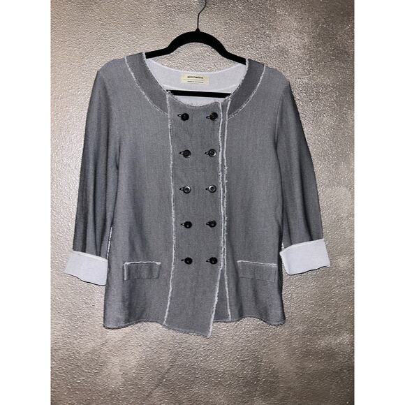 Aldo Martin  Gray Black White  Double Button  Faux Pocket  Cardigan  10 - Picture 1 of 13